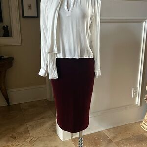 Vintage Soda Blu Sz Medium Burgundy Velvet Midi Skirt Vamp
